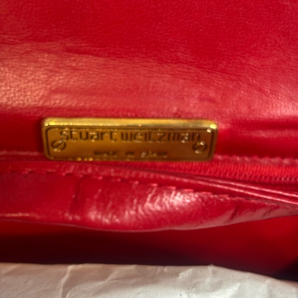 Vintage Stuart Weitzman “Chain Swirl” Red Suede Clutch - Picture 9 of 10
